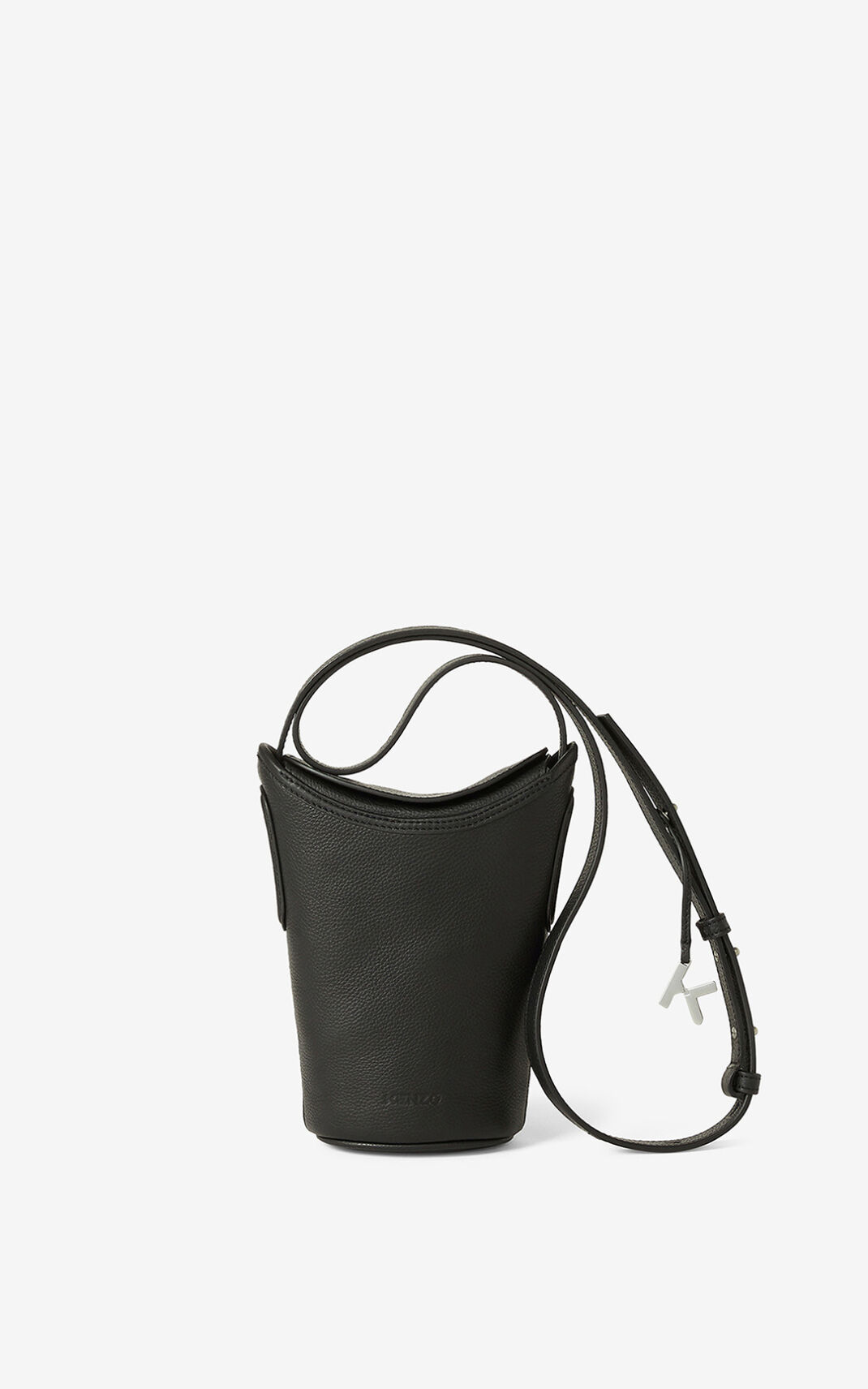 Sac À Main Kenzo Small Onda Cuir Femme Noir | ETVR-28506